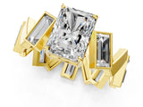 Yellow gold Radiant Diamond Geometric Side Stone Engagement Ring_1