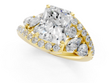 Yellow gold Radiant Diamond Halo Ring with Marquise and Pavé Band in Prong Setting_93