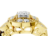 Yellow gold Radiant Diamond Milgrain Marquise Filigree Engagement Ring with Prong Setting_10