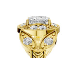 Yellow gold Radiant Diamond Milgrain Marquise Filigree Engagement Ring with Prong Setting_11