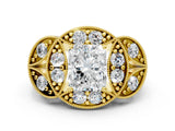 Yellow gold Radiant Diamond Milgrain Marquise Filigree Engagement Ring with Prong Setting_6