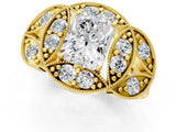 Yellow gold Radiant Diamond Milgrain Marquise Filigree Engagement Ring with Prong Setting_7