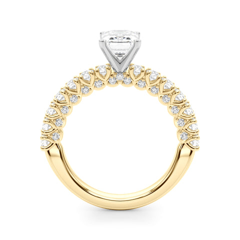 Yellow gold Radiant Diamond Pavé Band Solitaire Ring with Four-Prong Setting 1