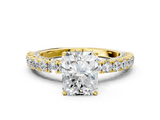 Yellow gold Radiant Diamond Pavé Band Solitaire Ring with Four-Prong Setting_41