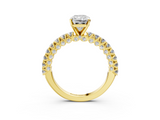 Yellow gold Radiant Diamond Pavé Band Solitaire Ring with Four-Prong Setting_44