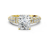 Yellow gold Radiant Diamond Pavé Band Solitaire Ring with Four-Prong Setting_88