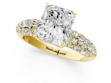 Yellow gold Radiant Diamond Pavé Band Solitaire Ring with Four-Prong Setting_89