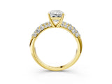 Yellow gold Radiant Diamond Pavé Band Solitaire Ring with Four-Prong Setting_91