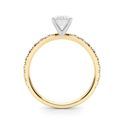 Yellow gold Radiant Diamond Pavé Band Solitaire with Four-Prong Setting 1
