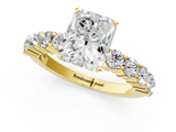 Yellow gold Radiant Diamond Pavé Band Solitaire with Four-Prong Setting_11