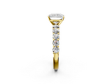 Yellow gold Radiant Diamond Pavé Band Solitaire with Four-Prong Setting_12