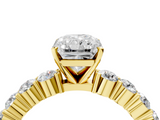 Yellow gold Radiant Diamond Pavé Band Solitaire with Four-Prong Setting_14