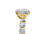 Yellow gold Radiant Diamond Pavé Band Solitaire with Four-Prong Setting_15