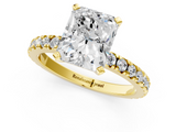 Yellow gold Radiant Diamond Pavé Band Solitaire with Four-Prong Setting_154