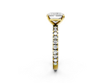 Yellow gold Radiant Diamond Pavé Band Solitaire with Four-Prong Setting_155