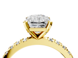 Yellow gold Radiant Diamond Pavé Band Solitaire with Four-Prong Setting_157