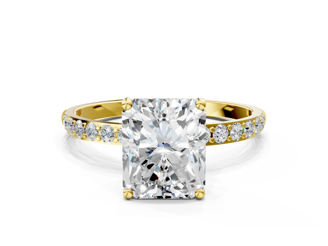Yellow gold Radiant Diamond Pavé Band with Six-Prong Setting_35