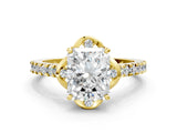 Yellow gold Radiant Diamond Pave Band with Floral Prong Setting_27