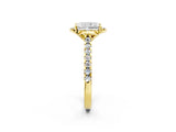 Yellow gold Radiant Diamond Pave Band with Floral Prong Setting_29