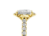Yellow gold Radiant Diamond Pave Band with Floral Prong Setting_32