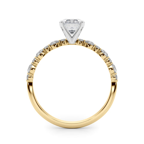 Yellow gold Radiant Diamond Prong Set Engagement Ring with Pave Band 1