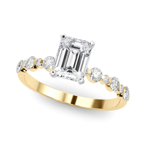 Yellow gold Radiant Diamond Prong Set Engagement Ring with Pave Band 2