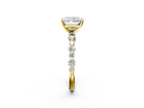 Yellow gold Radiant Diamond Prong Set Engagement Ring with Pave Band_211