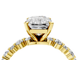Yellow gold Radiant Diamond Prong Set Engagement Ring with Pave Band_213