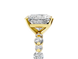 Yellow gold Radiant Diamond Prong Set Engagement Ring with Pave Band_214
