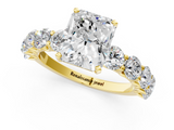 Yellow gold Radiant Diamond Prong Setting with Side Stones on a Pave Band_151