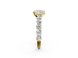 Yellow gold Radiant Diamond Prong Setting with Side Stones on a Pave Band_152