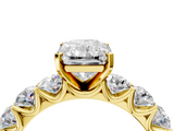 Yellow gold Radiant Diamond Prong Setting with Side Stones on a Pave Band_154