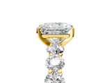 Yellow gold Radiant Diamond Prong Setting with Side Stones on a Pave Band_155