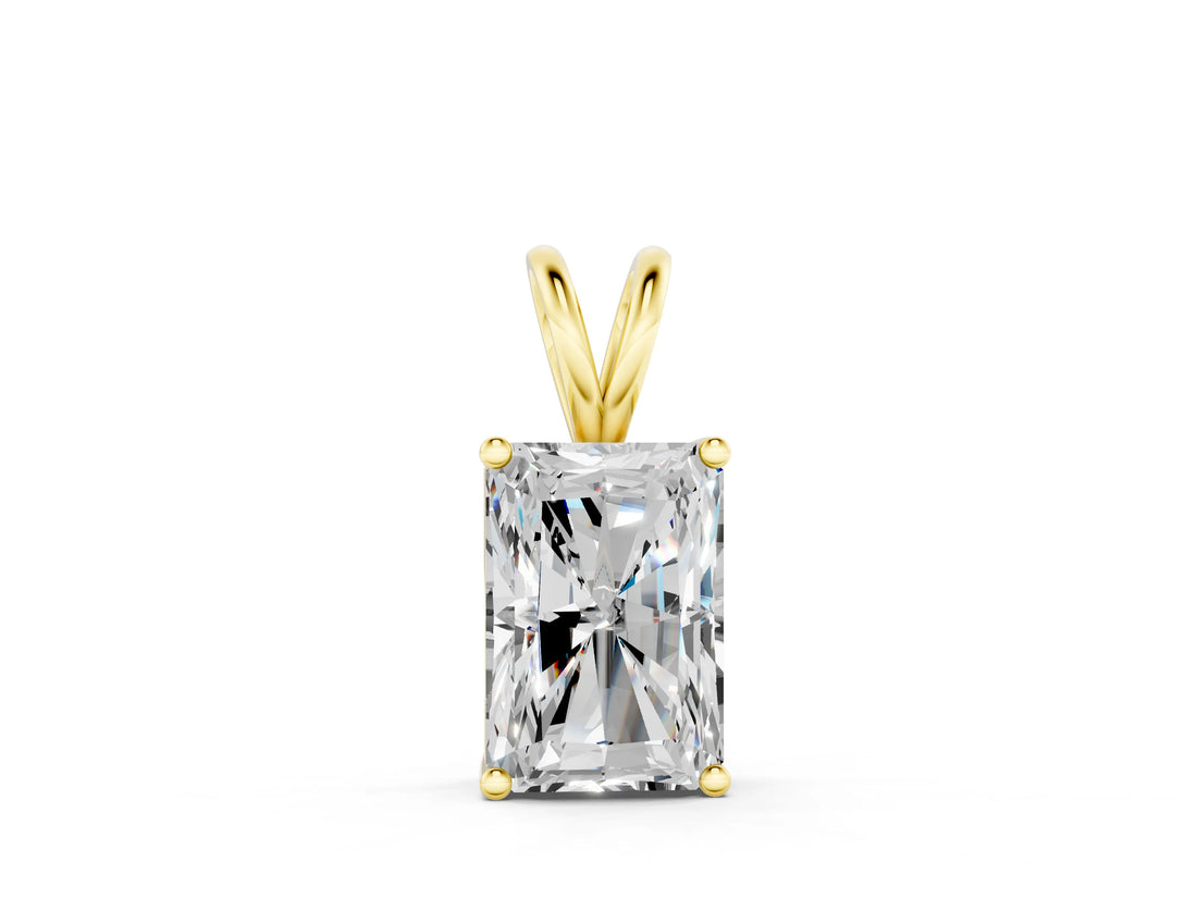 Yellow gold Radiant Diamond Solitaire Pendant with Four Prong Setting_9