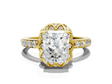 Yellow gold Radiant Diamond Solitaire Ring with Shared Prong Pavé Band_53