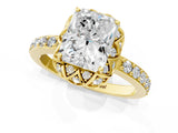 Yellow gold Radiant Diamond Solitaire Ring with Shared Prong Pavé Band_54