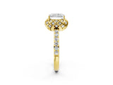 Yellow gold Radiant Diamond Solitaire Ring with Shared Prong Pavé Band_55