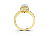 Yellow gold Radiant Diamond Solitaire Ring with Shared Prong Pavé Band_56