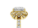 Yellow gold Radiant Diamond Solitaire Ring with Shared Prong Pavé Band_58