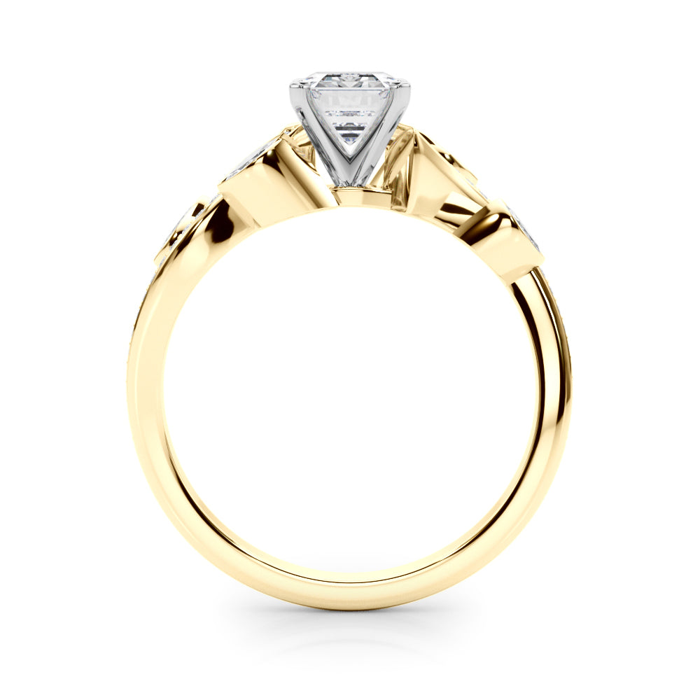 Yellow gold Radiant Diamond Swirl Band with Prong Setting 1
