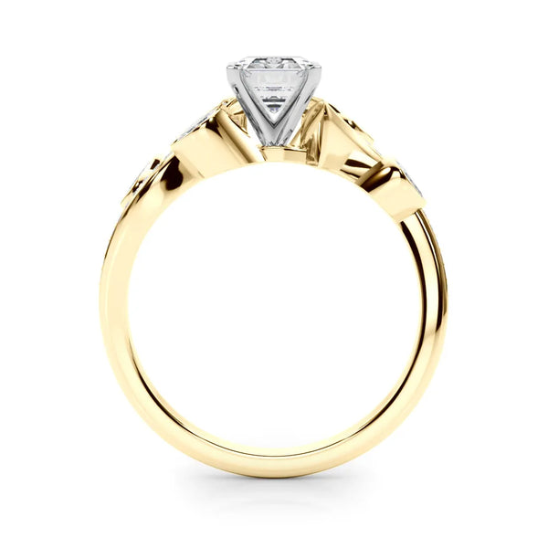 Yellow gold Radiant Diamond Swirl Band with Prong Setting