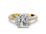 Yellow gold Radiant Diamond Three-Stone Pave Band with Four-Prong Setting_32