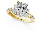 Yellow gold Radiant Diamond Three-Stone Pave Band with Four-Prong Setting_33