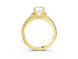 Yellow gold Radiant Diamond Three-Stone Pave Band with Four-Prong Setting_35