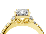 Yellow gold Radiant Diamond Three-Stone Pave Band with Four-Prong Setting_36