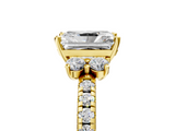 Yellow gold Radiant Diamond Three-Stone Pave Band with Four-Prong Setting_37