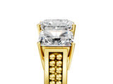 Yellow gold Radiant Diamond Three-Stone Ring with Prong Setting and Textured Band_23