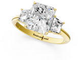 Yellow gold Radiant Diamond Three-Stone Ring with Trapezoid Side Stones and Prong Setting_24