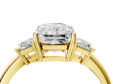 Yellow gold Radiant Diamond Three-Stone Ring with Trapezoid Side Stones and Prong Setting_27