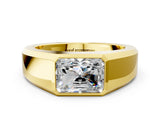 Yellow gold Radiant Diamond Wide Bezel Mens Ring_24